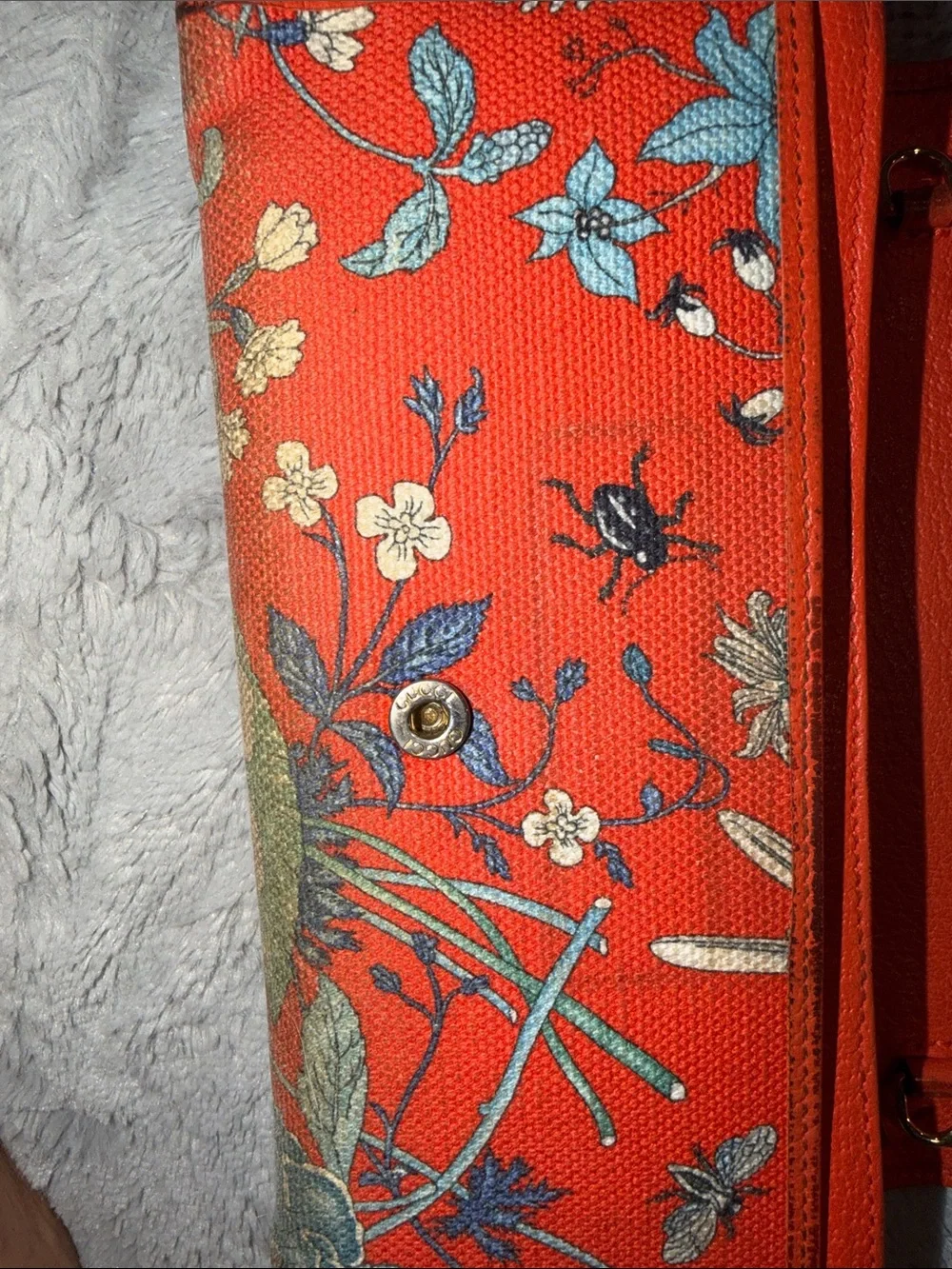 Gucci Orange Floral Continental Wallet with GG Emblem with inlay mirror - Picture 7 of 15